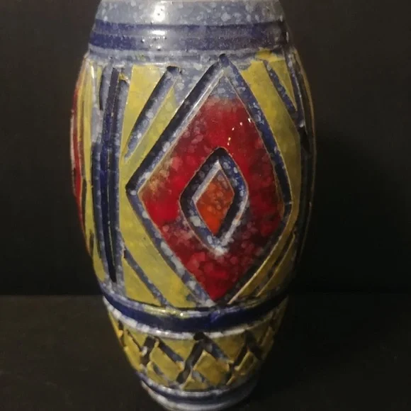 MCM Studio Pottery Handthrown Ceramic Terracotta Painted Vase